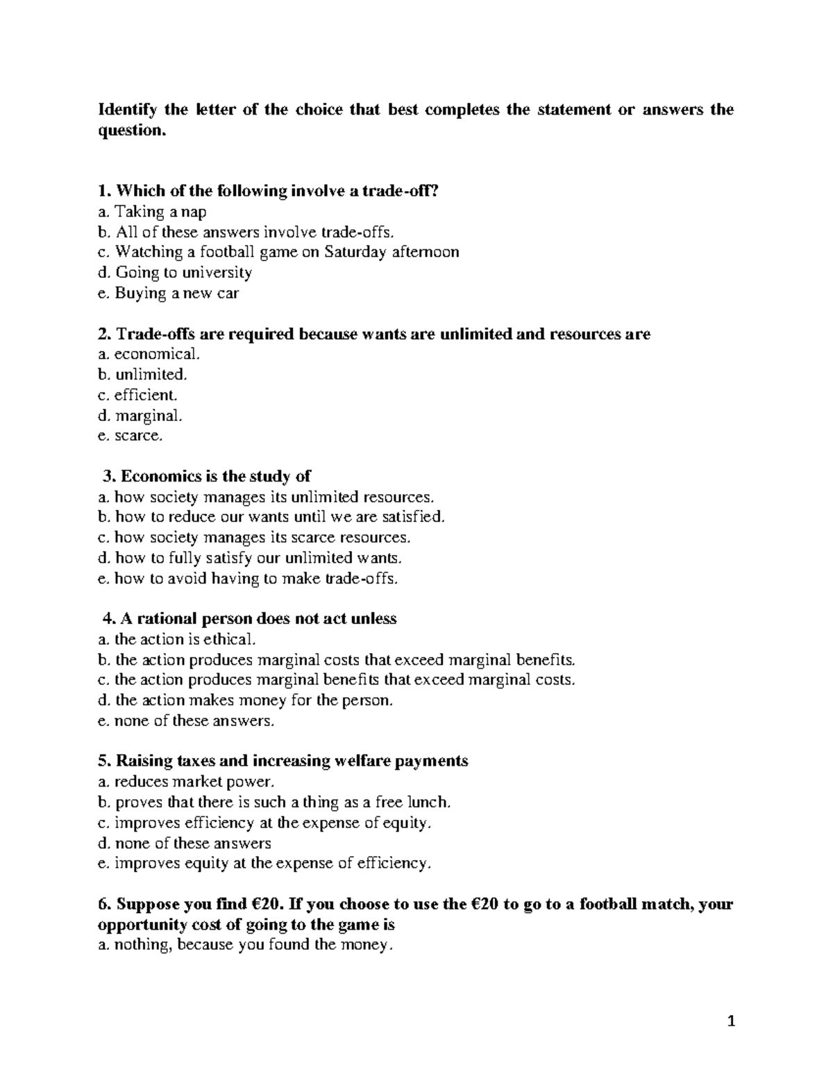 Microeconomics Midterm Exam Review: Key Concepts and Questions - Studocu