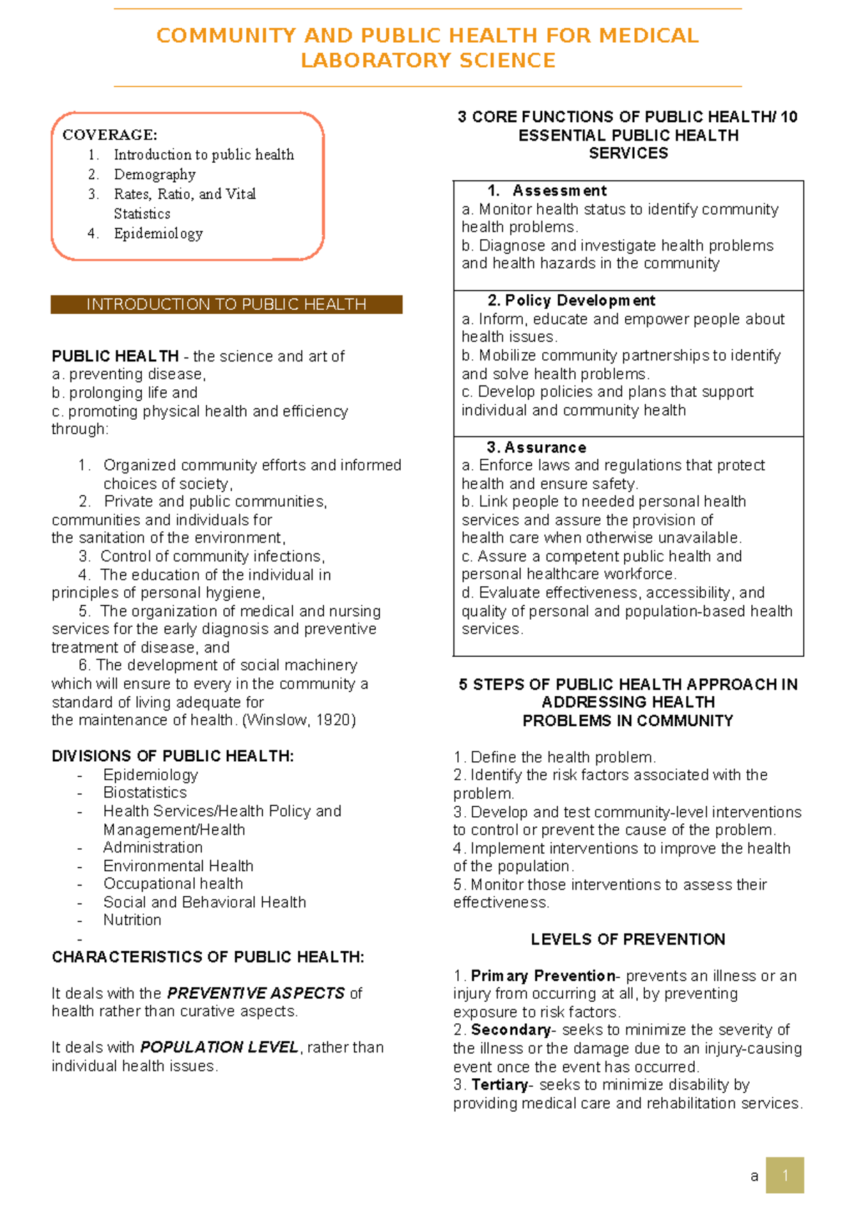 CPH M 111 - Final Exam on Public Health Concepts and Determinants - Studocu