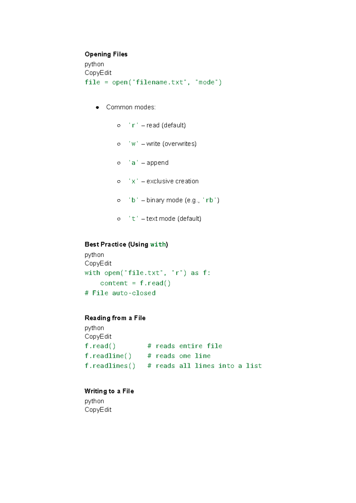 Python File Handling and Ethical Data Use Notes (Theory Part C) - Studocu
