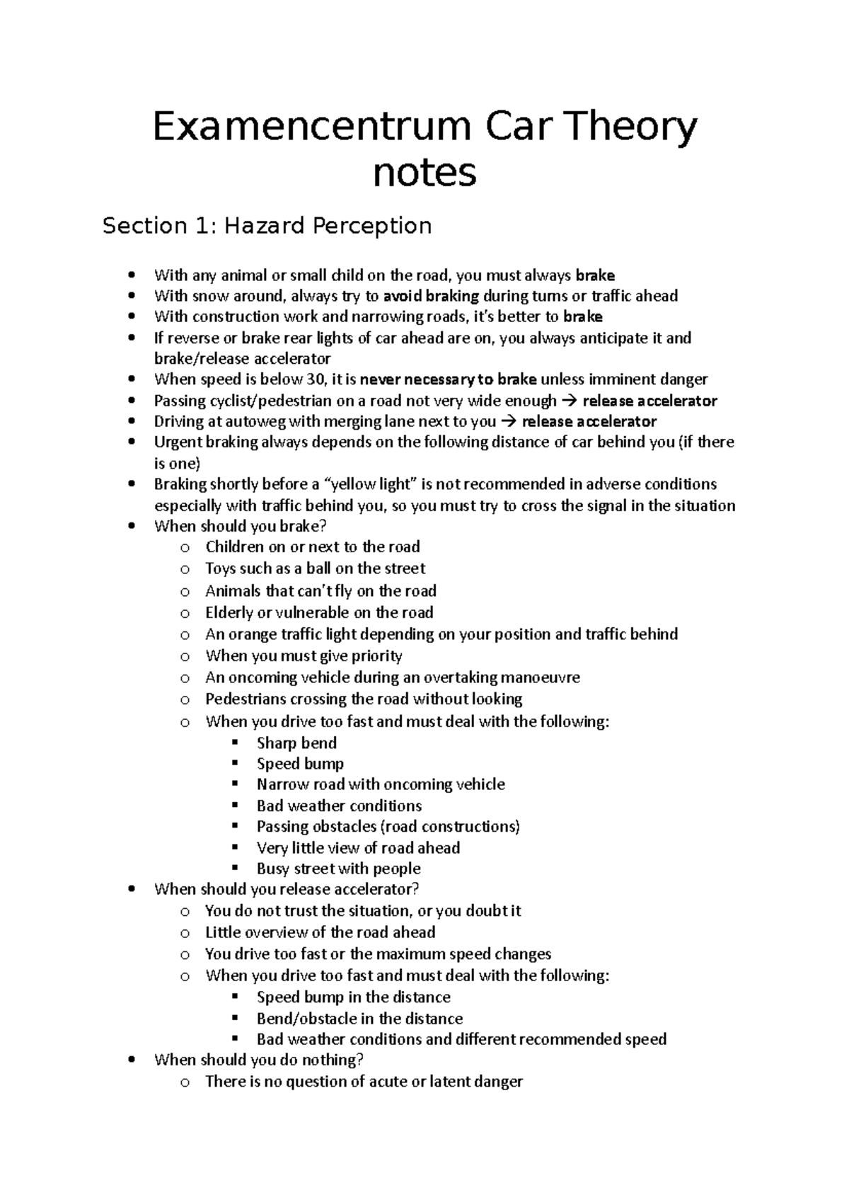 Final Exam CE-101: Essential Car Theory Notes and Guidelines - Studeersnel