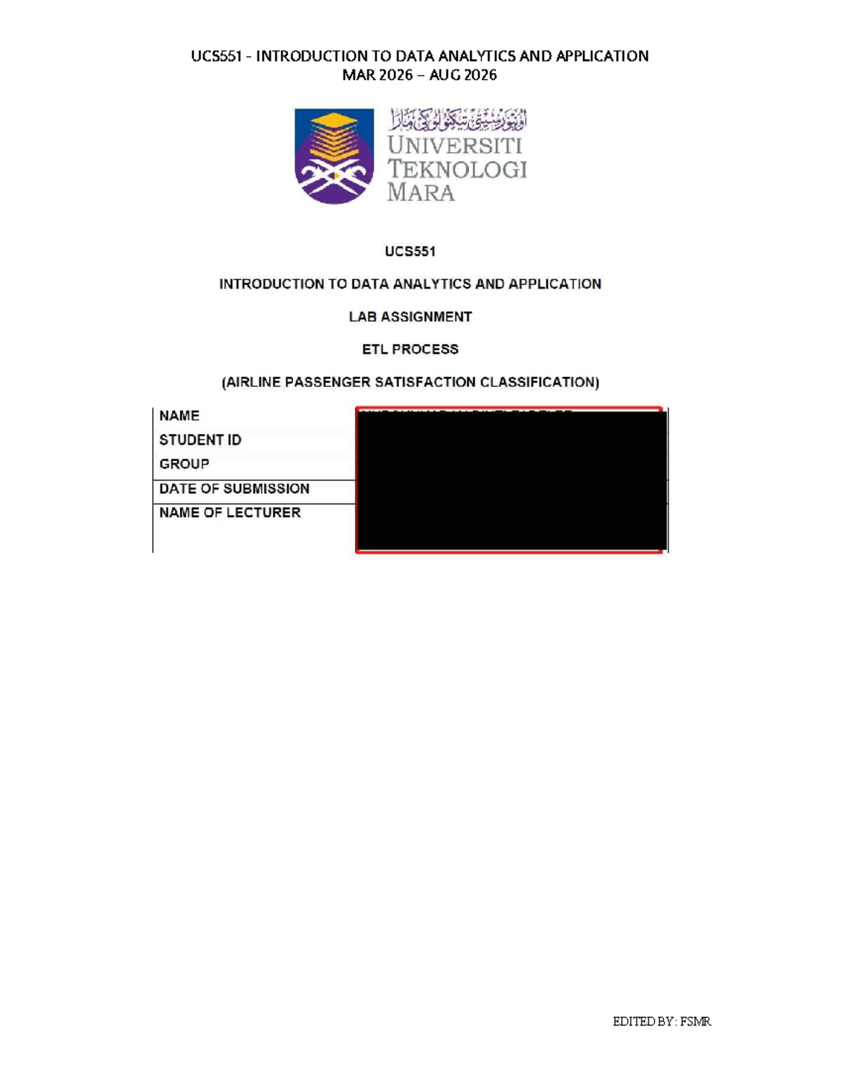Assignment 1 UCS551 - uitm - English for Professional Communication ...
