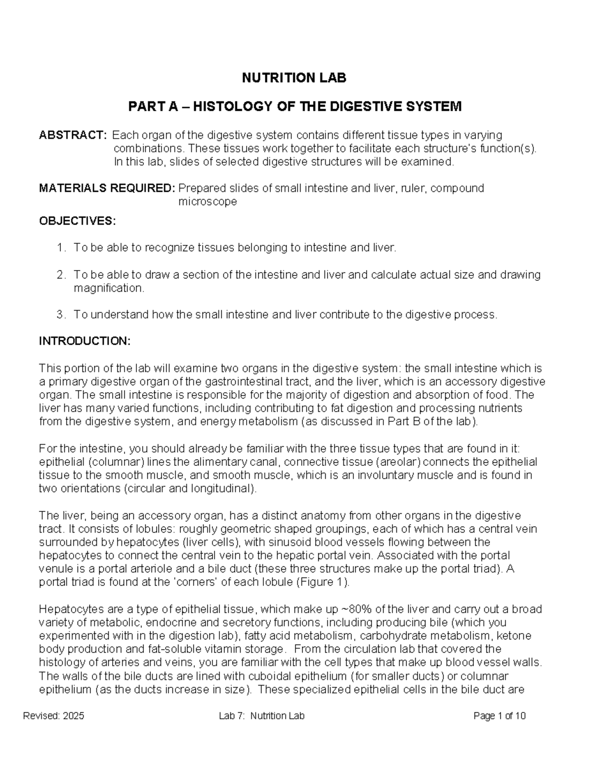 NUTRITION LAB 07: HISTOLOGY OF THE DIGESTIVE SYSTEM - Studocu