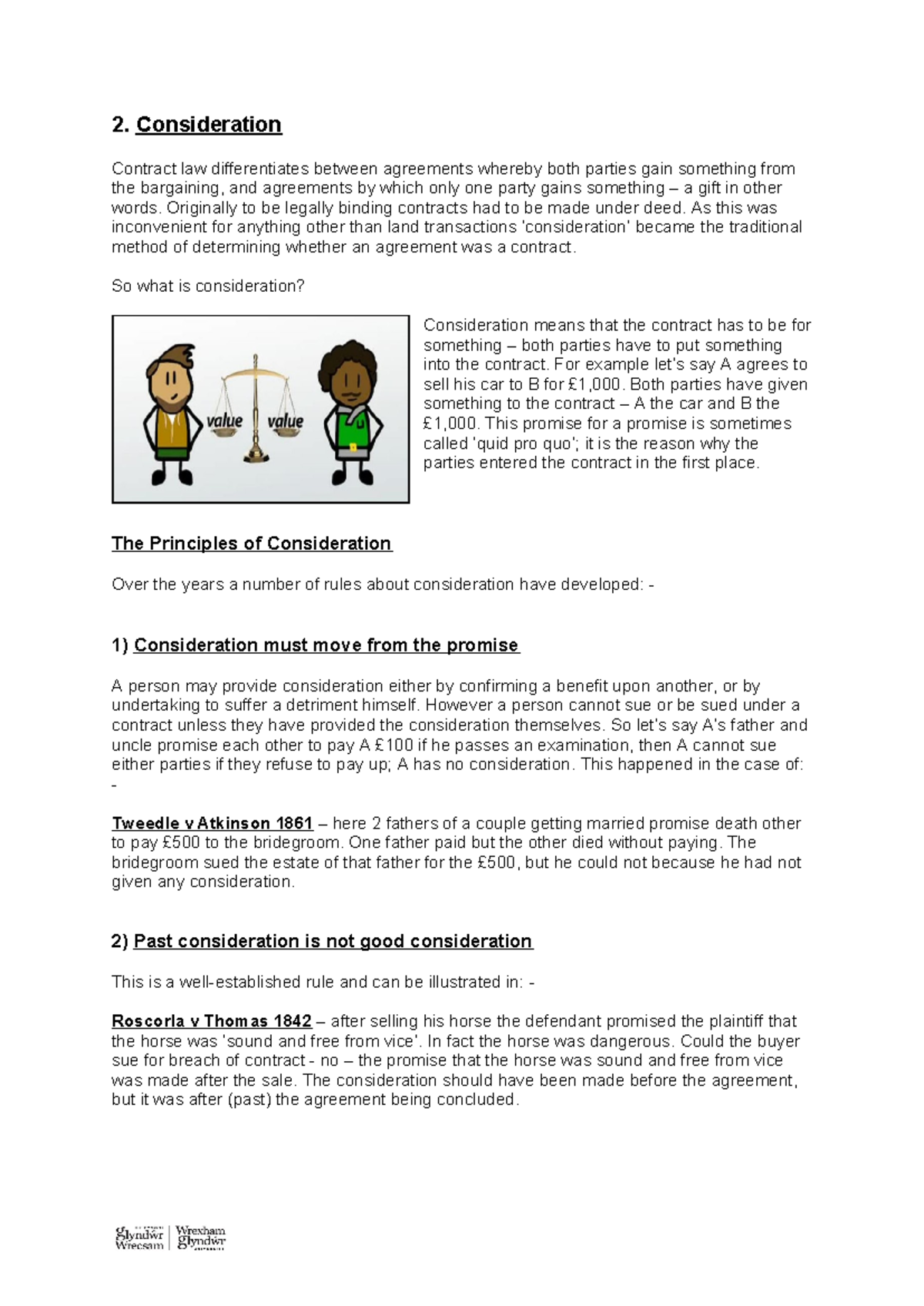 Consideration in Contract Law - Key Principles Explained - Studocu