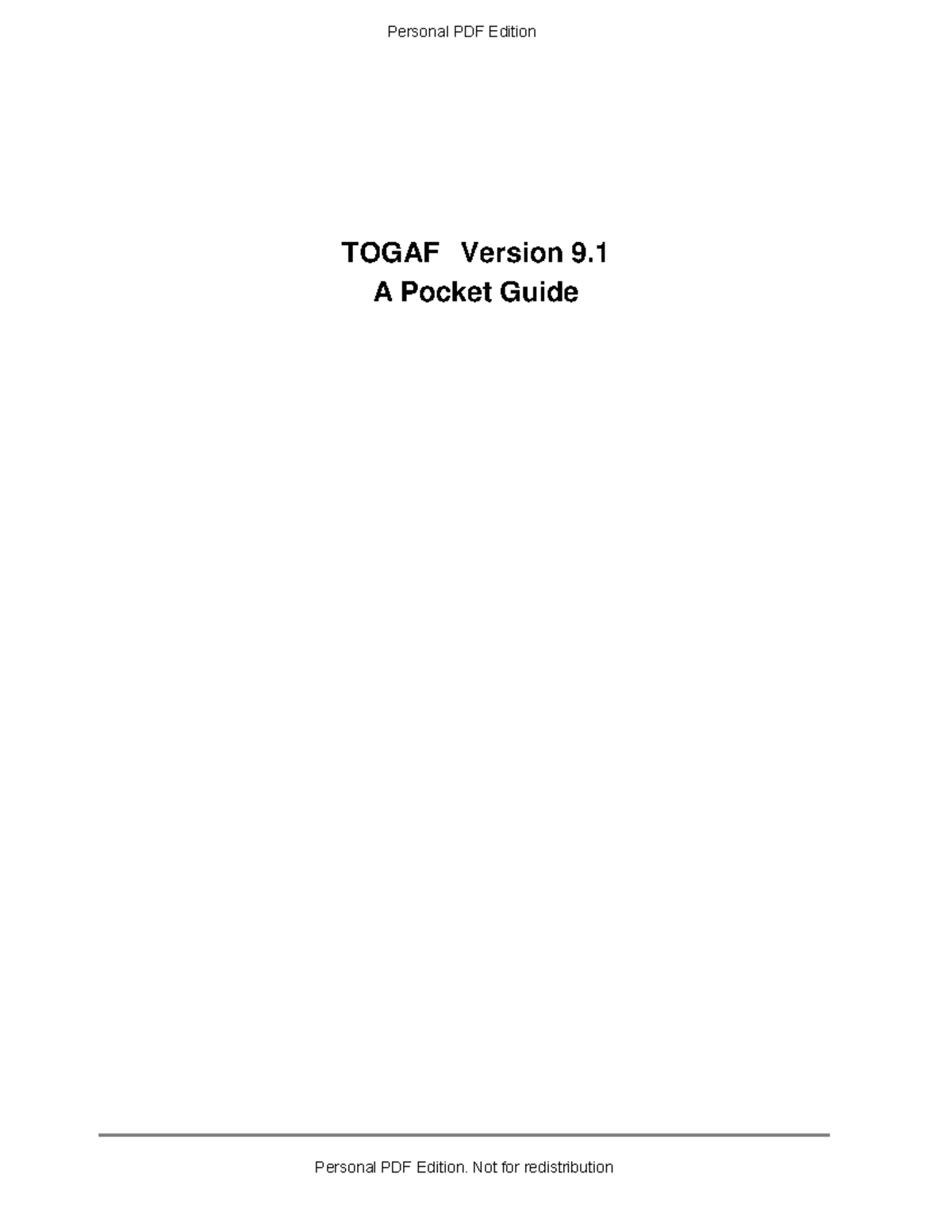 Togaf Version 9 1 A Pocket Guide - TOGAF ® Version 9. A Pocket Guide ...