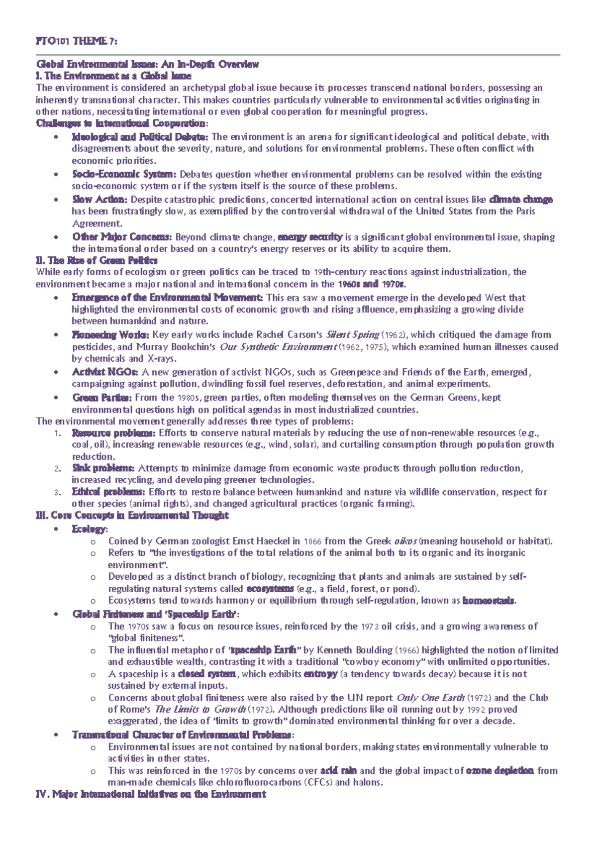 PTO101 Theme 7: Global Environmental Issues Overview and Insights - Studocu