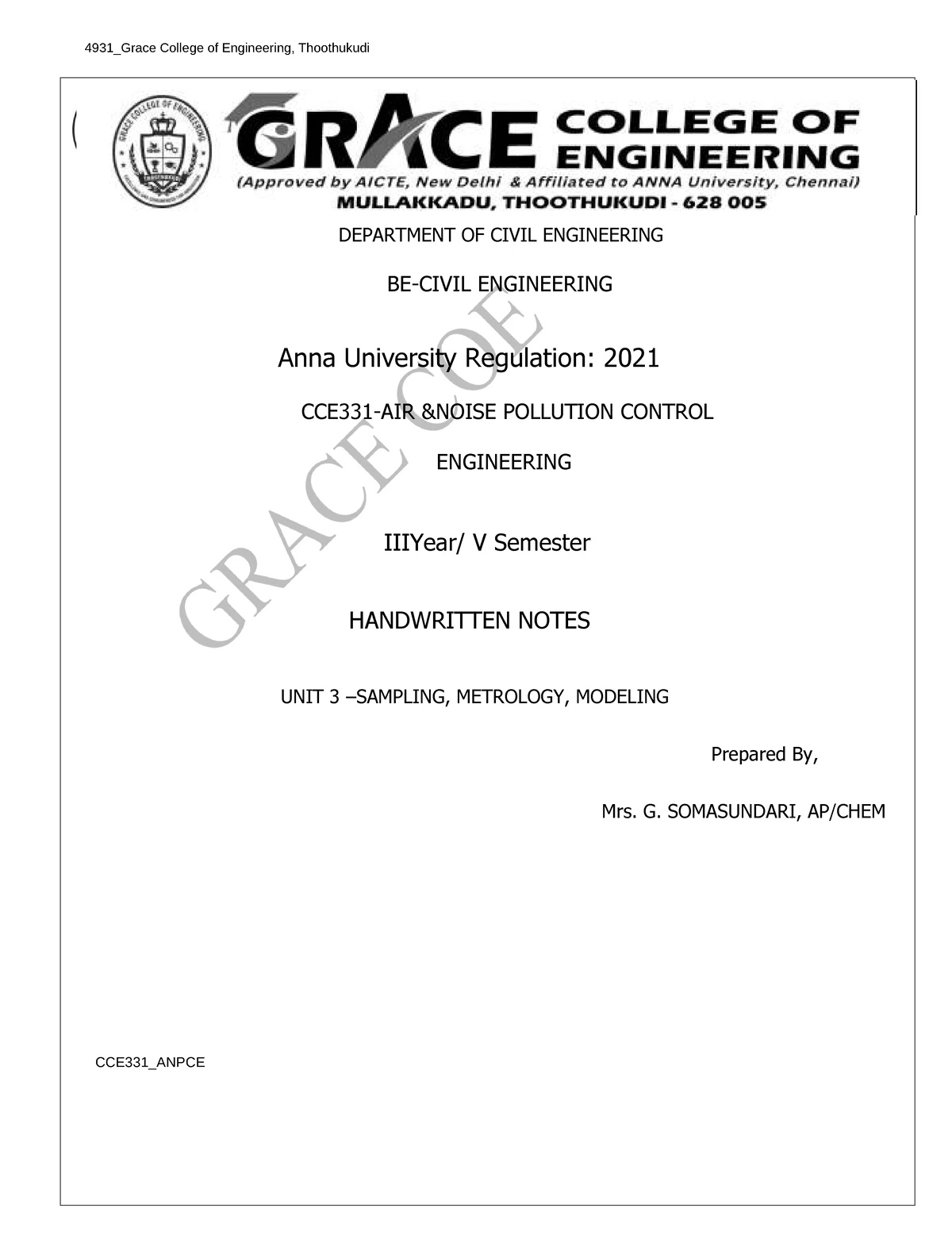 CCE331 Air Noise Pollution Control Engineering Unit 2 Notes - Studocu