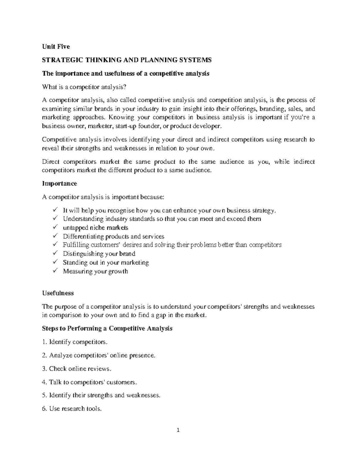 Unit 5 to Unit 8 Notes on Strategic Thinking & Planning Systems for BBA ...