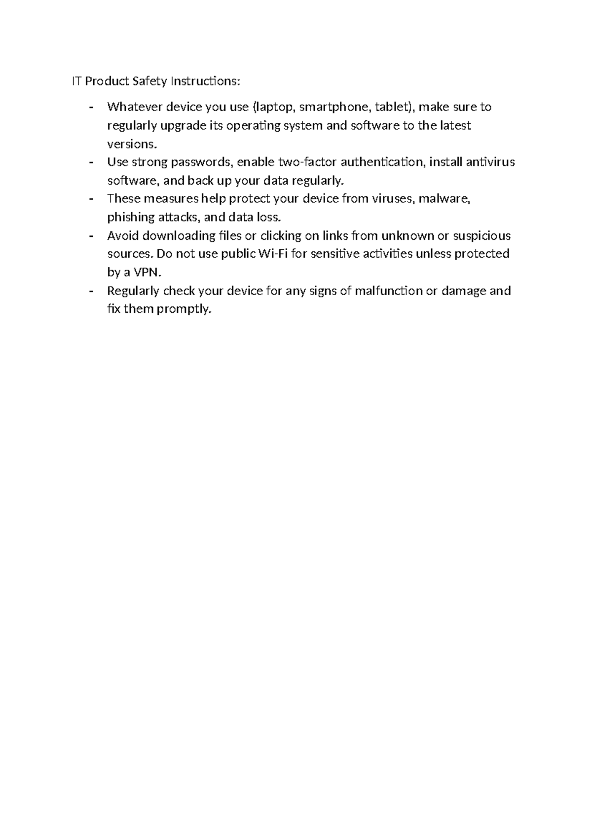 Instructions Of Protect Device - IT Product Safety Instructions ...