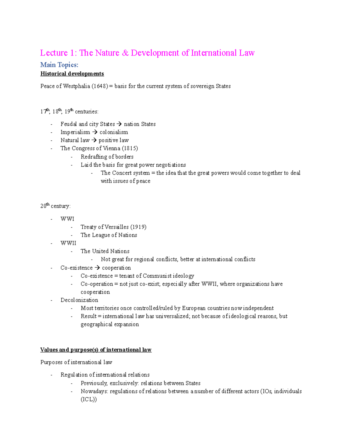 PIL 101 Final Exam Review: International Law Concepts and Development ...