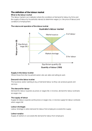 ECON U2A2 - Summary notes for the labour market - The labour market - A ...