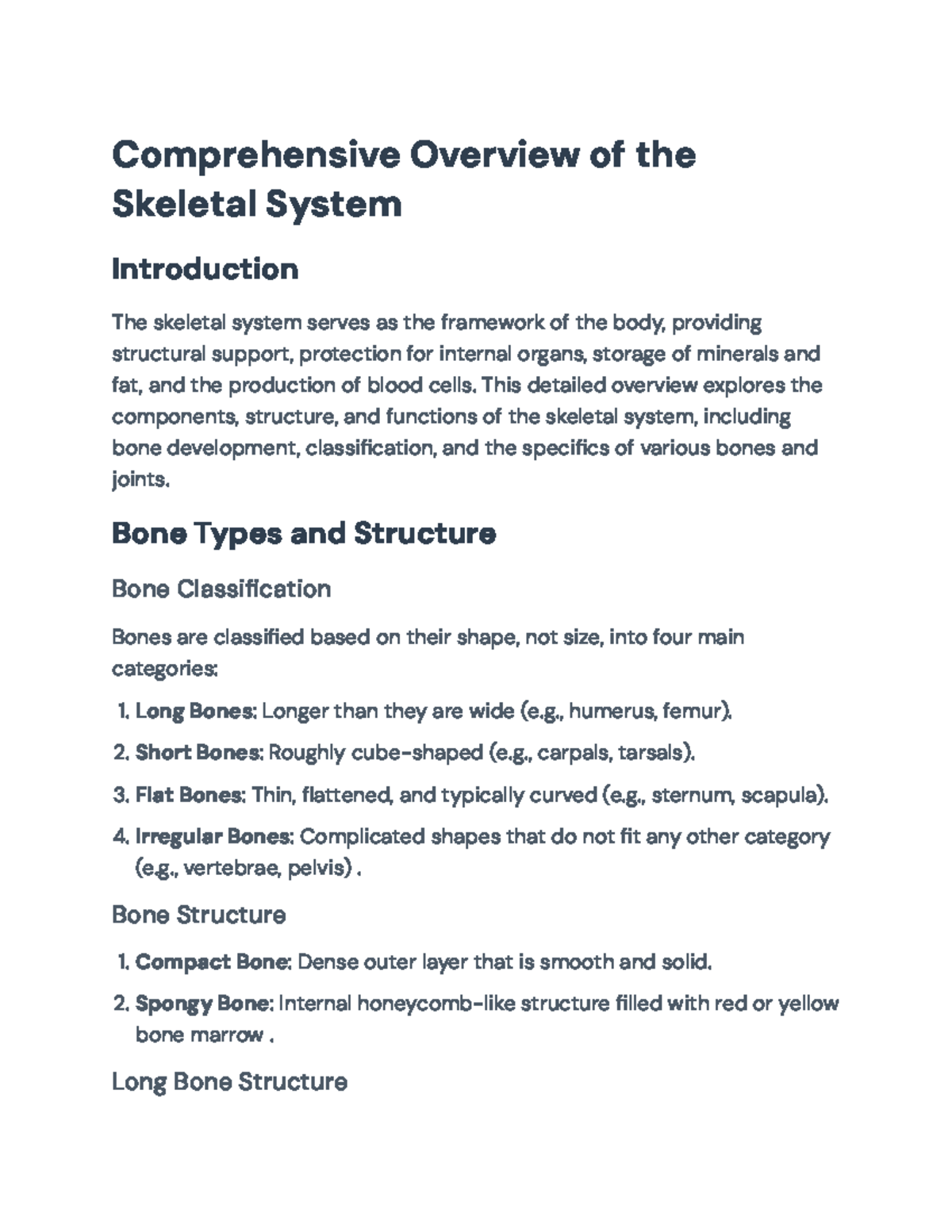 Comprehensive Review of the Skeletal System: Structure and Function ...