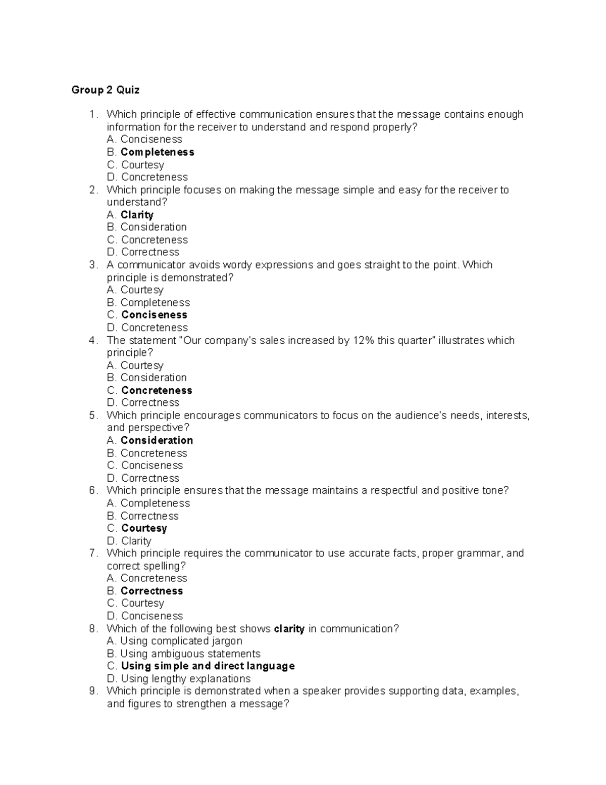 Group 2 Quiz 1: Principles of Effective Communication in Purposive Comm ...