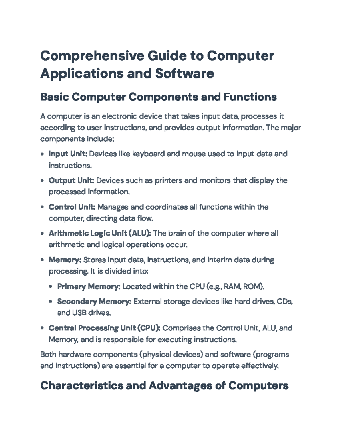 Comprehensive Guide to Computer Applications and Software Essentials ...