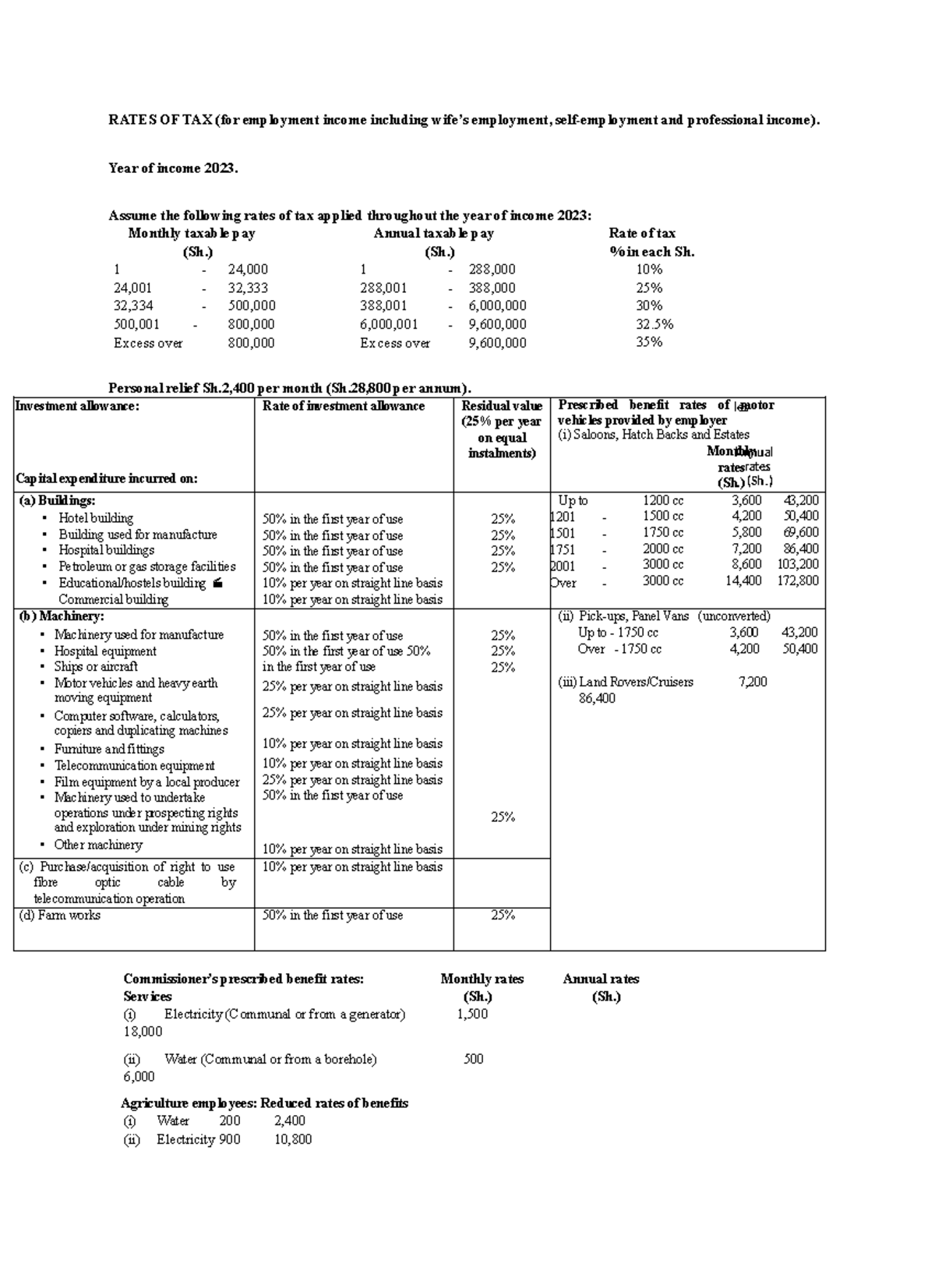 Tax Rates for Employment Income & Professional Income - CPA Notes 2023 ...