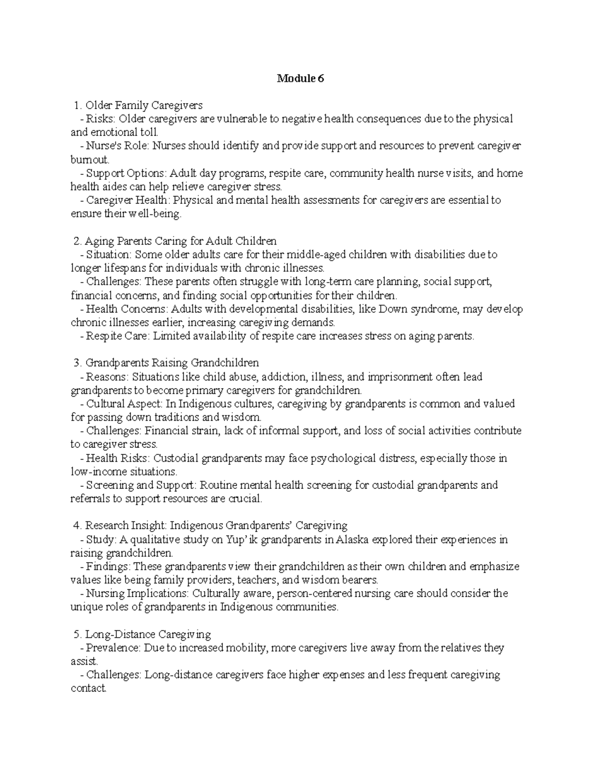 Module 6-10: Caregiving Challenges and Nursing Implications for Older ...