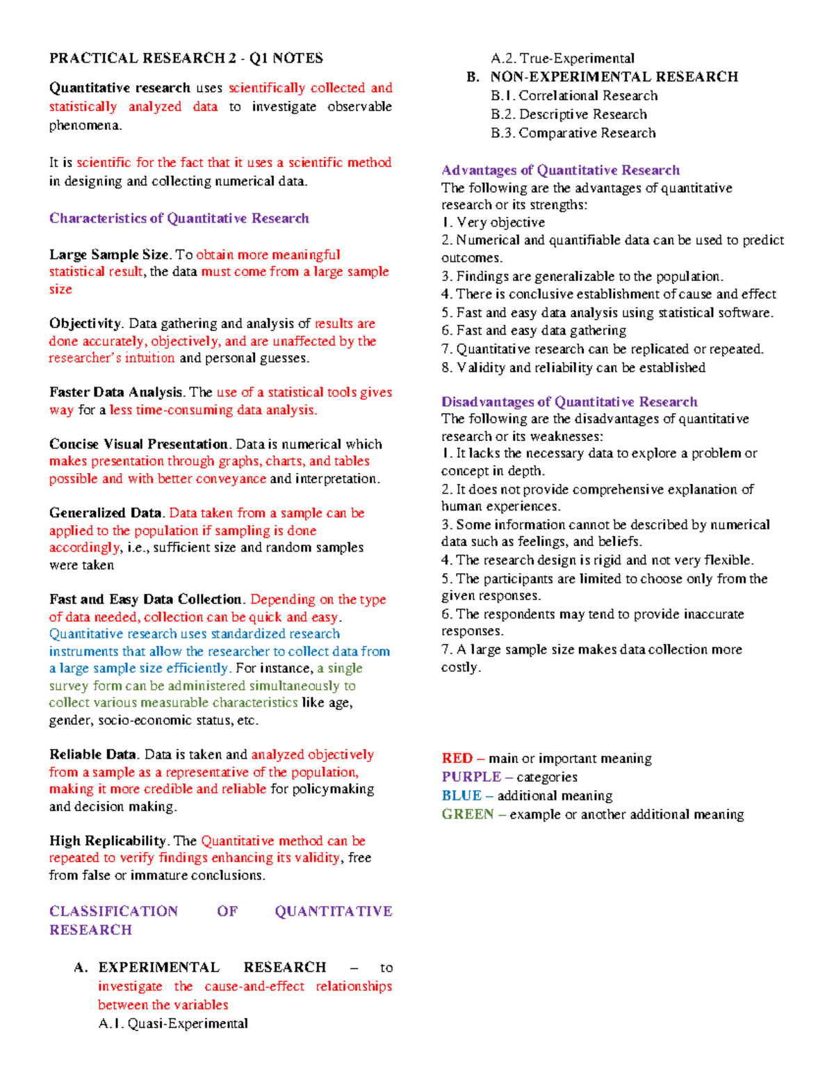 Practical Research 2 (PRAC RES 2) - Q1 Notes on Quantitative Research ...