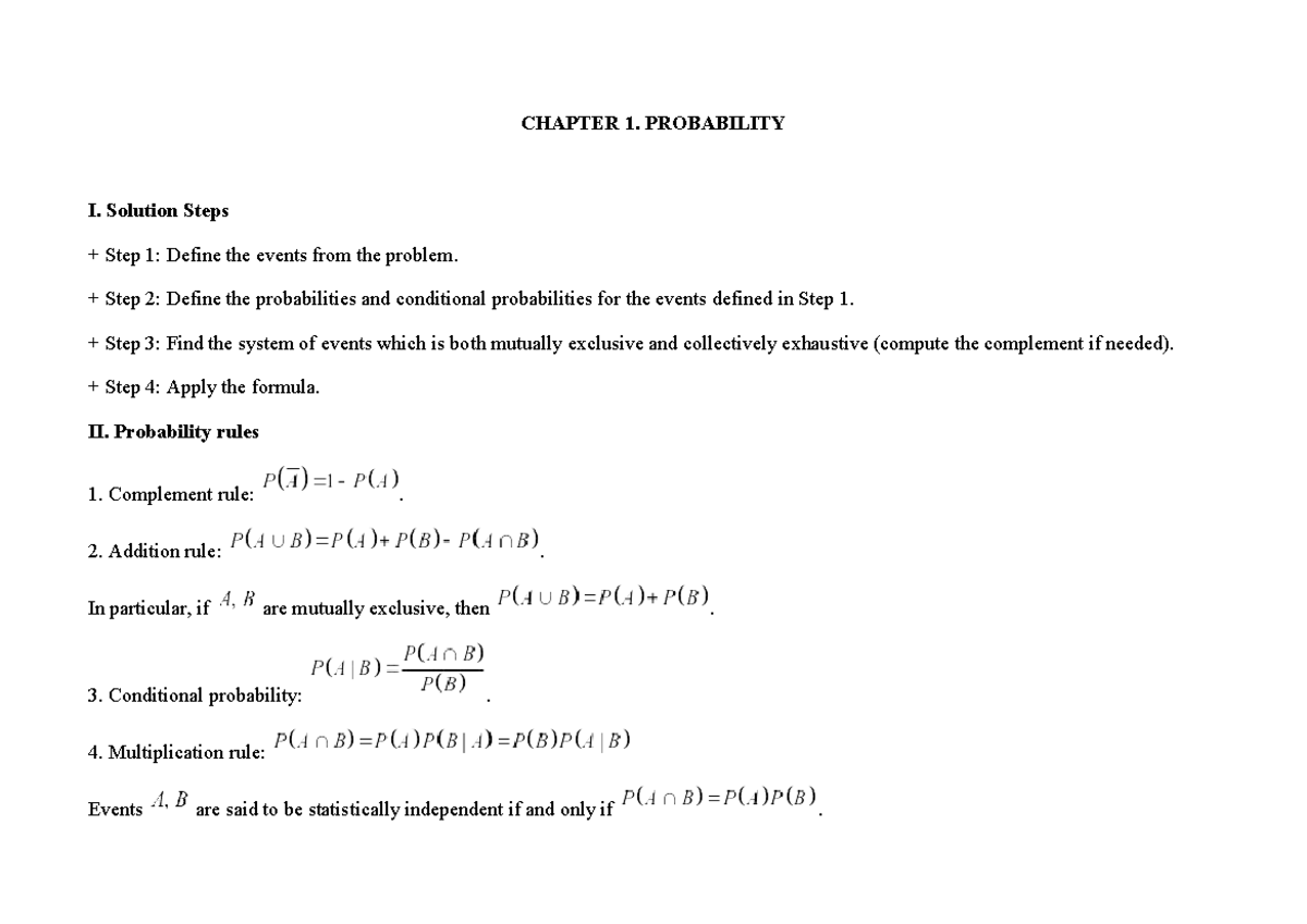CHAPTER 1-4: Probability & Statistics Review Notes - Studocu
