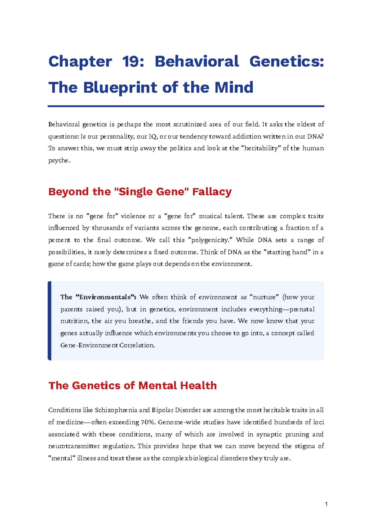 Chapter 19: Behavioral Genetics and Mental Health Insights - Studocu
