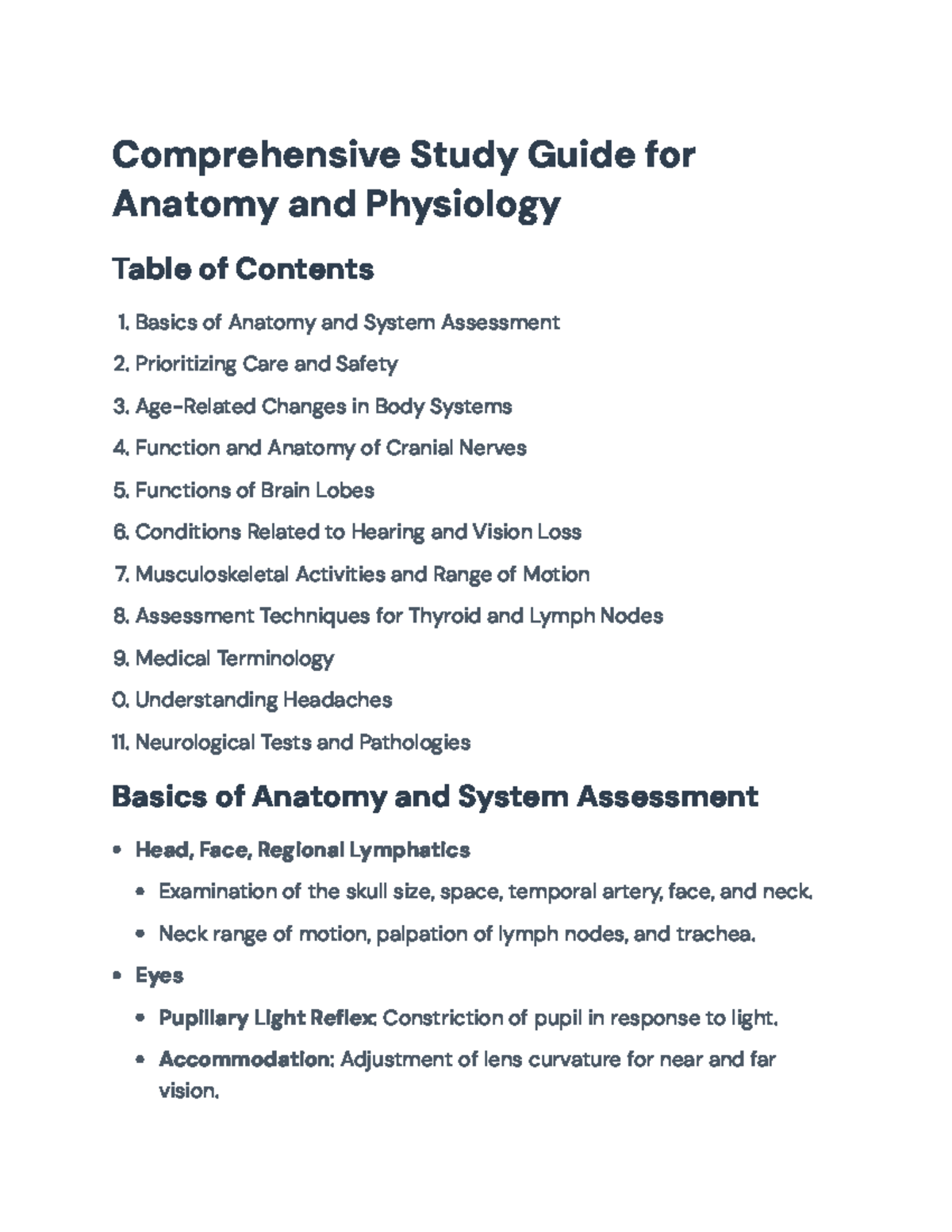 Comprehensive Study Guide for Anatomy and Physiology (438003 ...