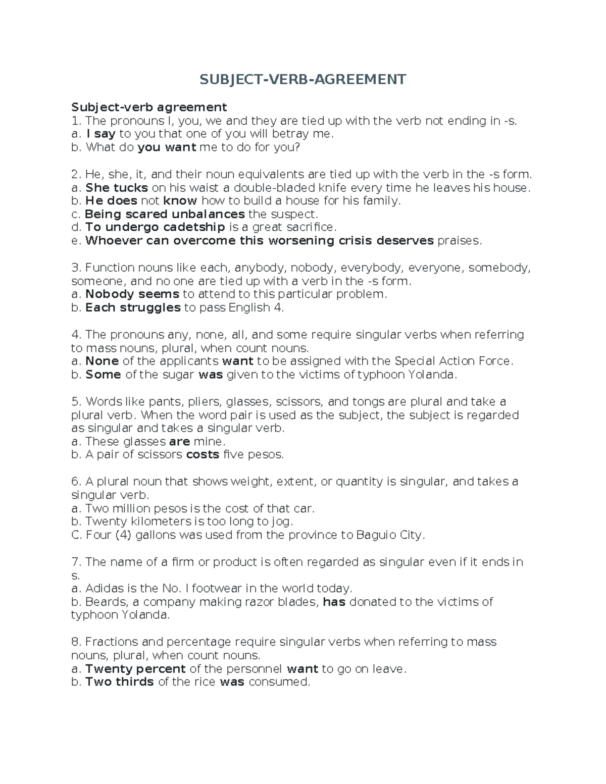 Technical English - Group 2 Lesson on Subject-Verb Agreement - Studocu