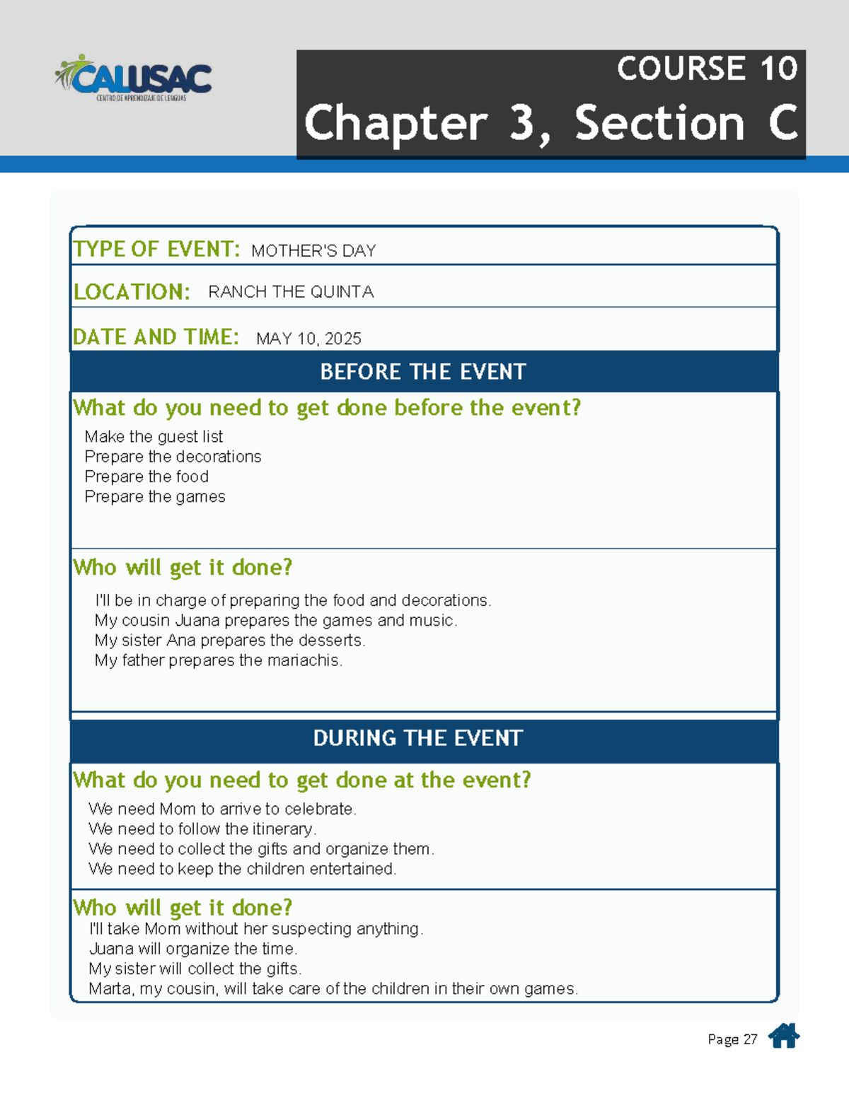 Curso 10 Chapter 3 Event Planning Guide for May 10, 2025 - Studocu
