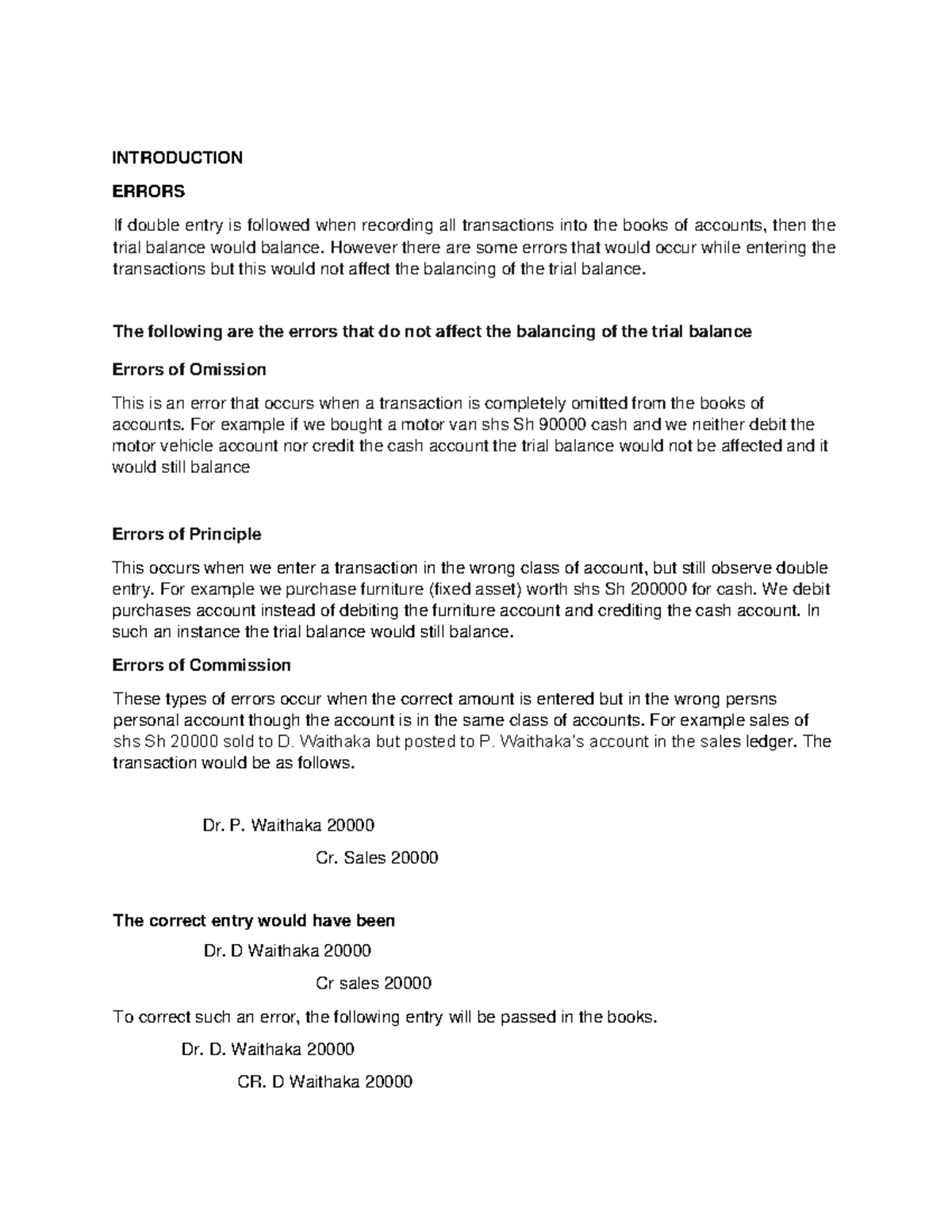 Types and Causes of Errors in Accounting (Course Code: 3707) - Studocu