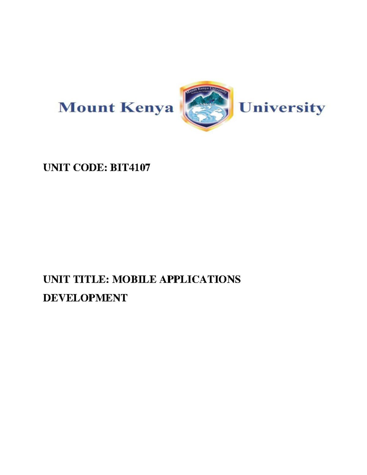 BIT 4107: Comprehensive Notes on Mobile Application Development - Studocu