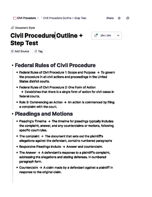 Civil Procedure - Study Notes & Assignments - Studocu