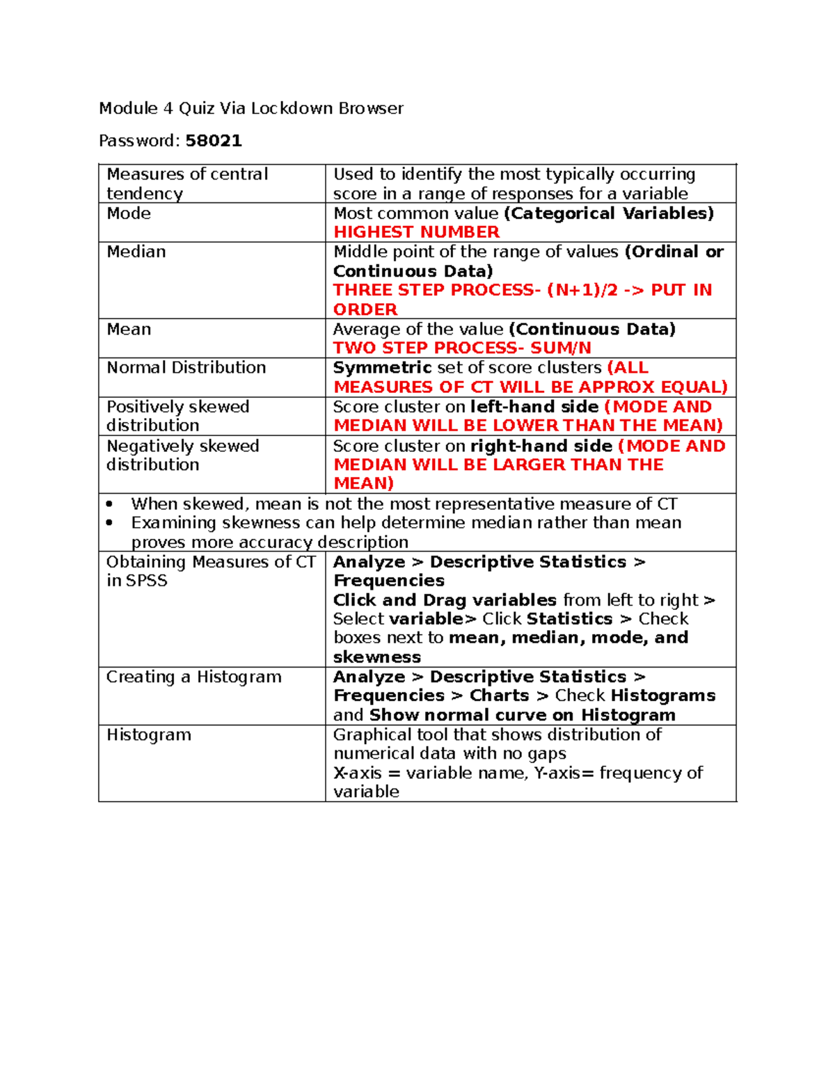 Module 4 Quiz: Measures of Central Tendency & Data Distribution - Studocu