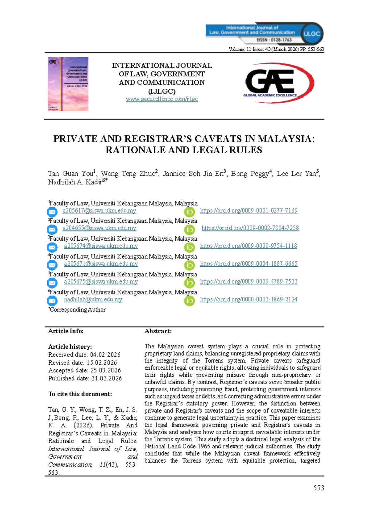 Private and Caveats in Malaysia: Legal Framework and Implications (LL ...