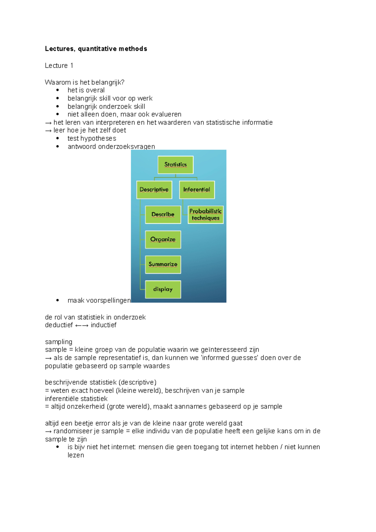 Quantitative Methods Lecture Notes - College 1 Essentials - Studeersnel