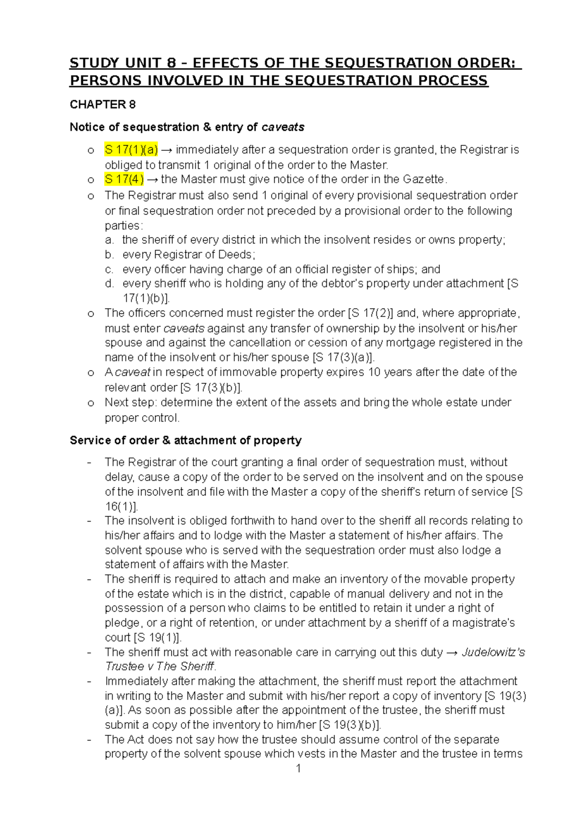 Study UNIT 8 - Overview of Sequestration Orders and Related Duties ...