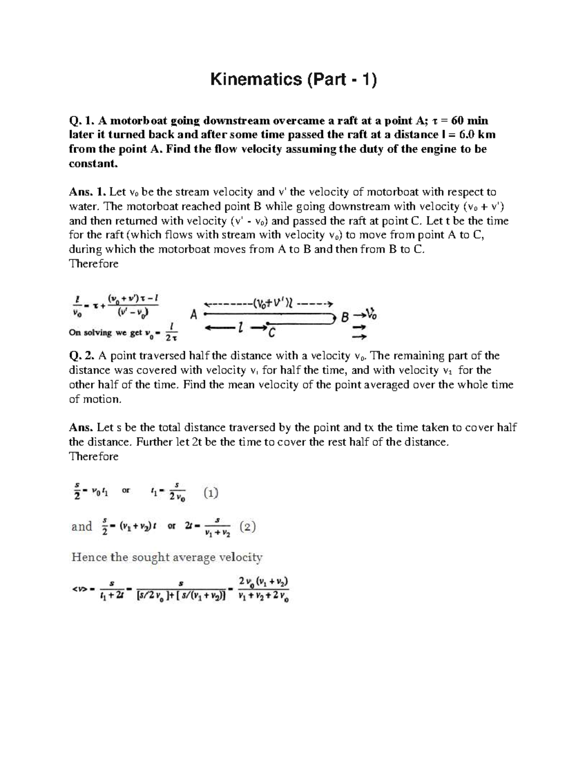 Kinematics (Part 1 & 2) - Comprehensive Study Notes - Studocu