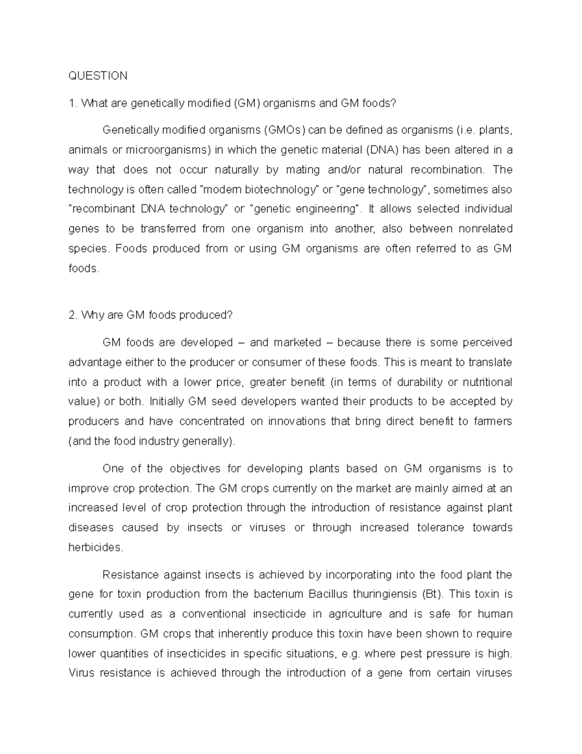 Activity 9 - Essay on Genetically Modified Organisms and Foods - Studocu