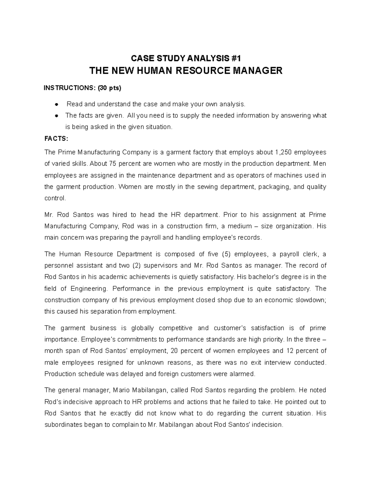 CASE Study Analysis #1 - Mr. Joram - CASE STUDY ANALYSIS THE NEW HUMAN ...