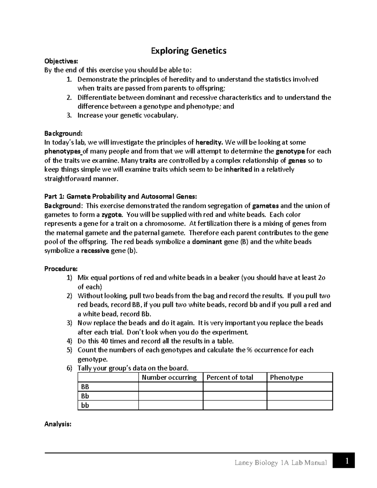 Genetics Lab Exercise: Exploring Heredity, Gametes, and Blood Types ...