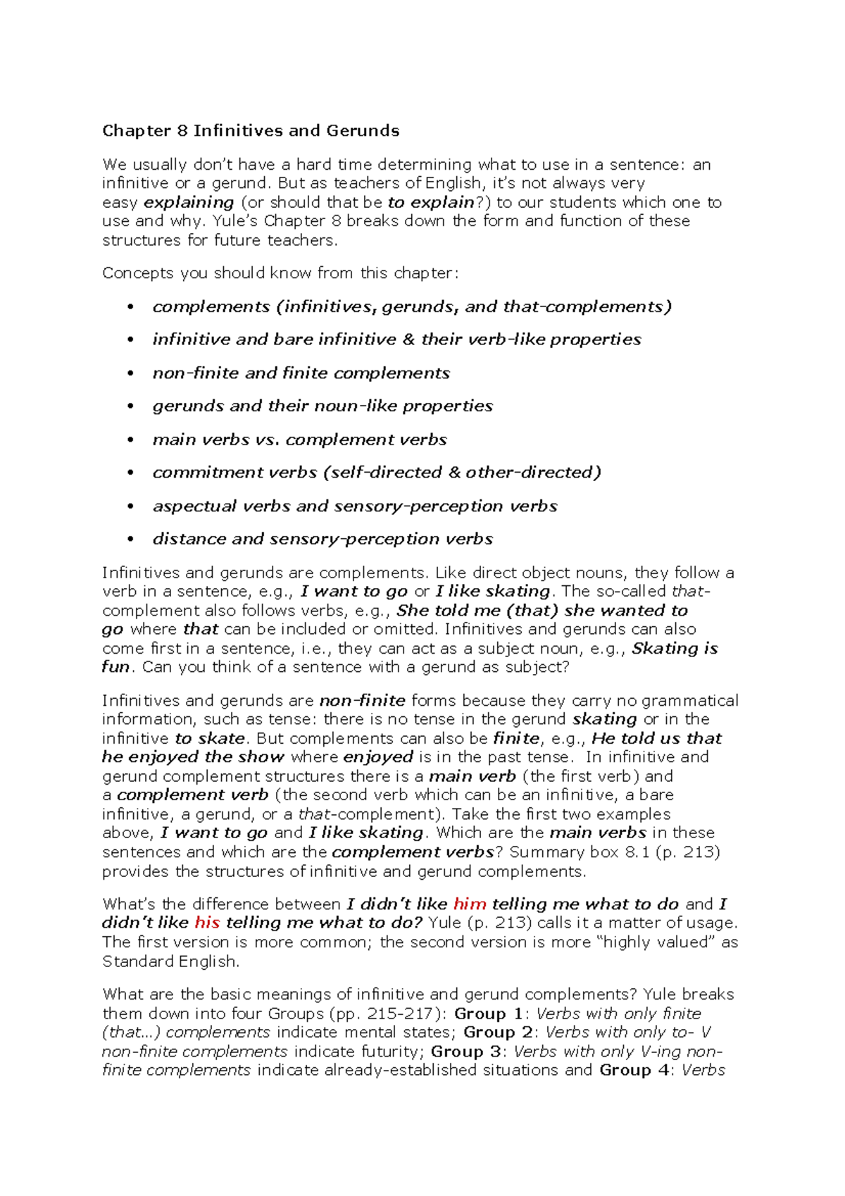 Chapter 8 Infinitives and Gerunds - Chapter 8 Infinitives and Gerunds ...