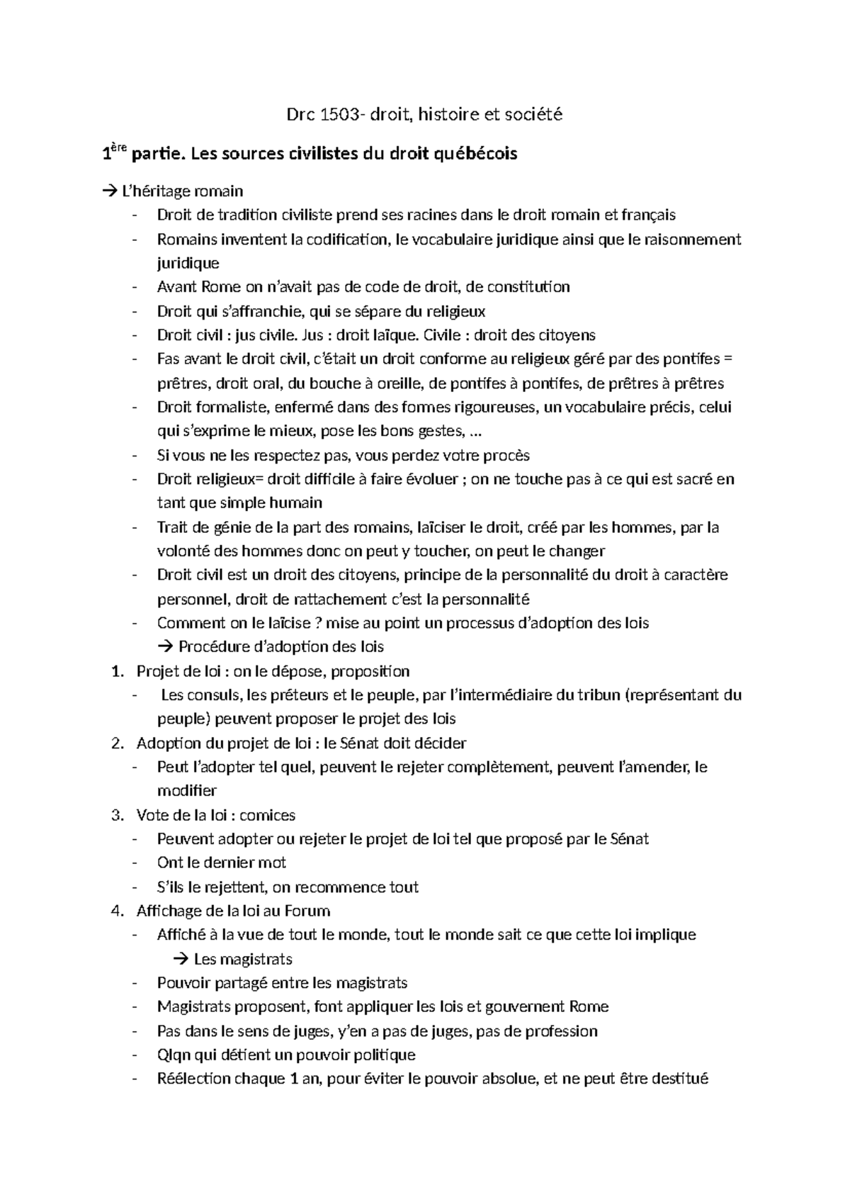 Cours Drc1503 : Histoire et Droit - Notes de Cours au24 - Studocu