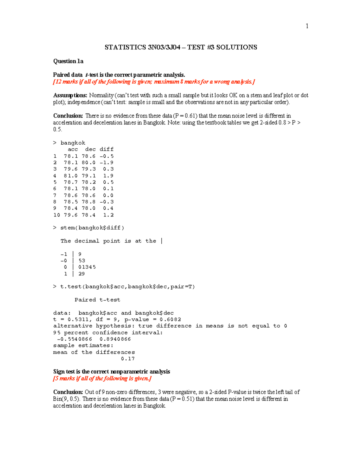 STATISTICS 3N03/3J04 - Solutions for Test 3 (2006) Analysis - Studocu