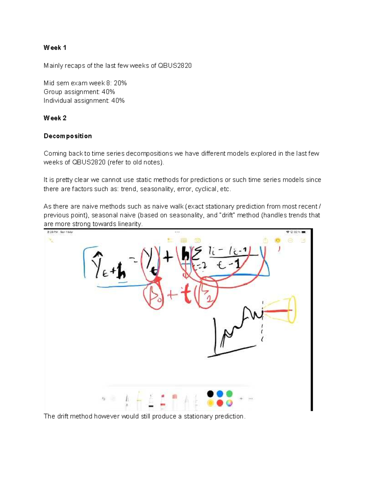 QBUS2820 Week 1 Recap: Time Series Decomposition Insights - Studocu