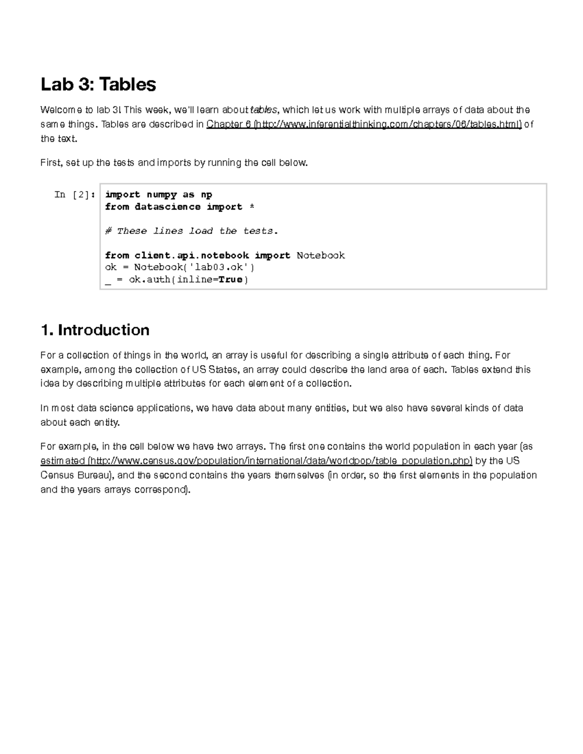 Data 8 Lab 3 - Working with Tables in Data Science - Studocu