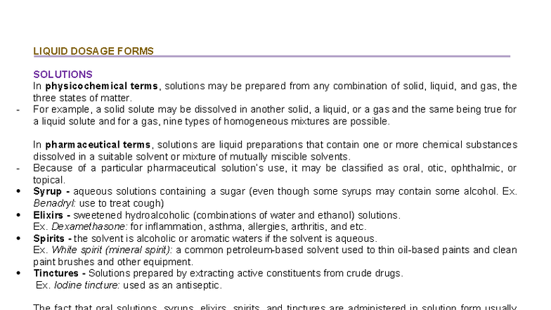 Liquid Dosage Forms: Solutions and Their Pharmaceutical Applications G4 ...
