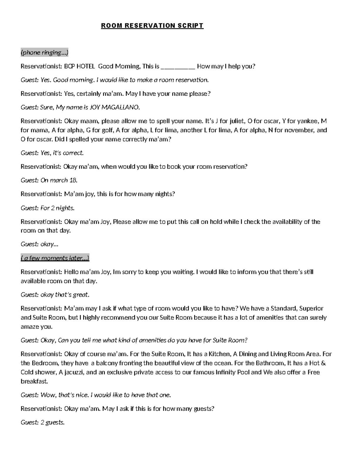 516836222 Room Reservation Script: Step-by-Step Guide - Studocu