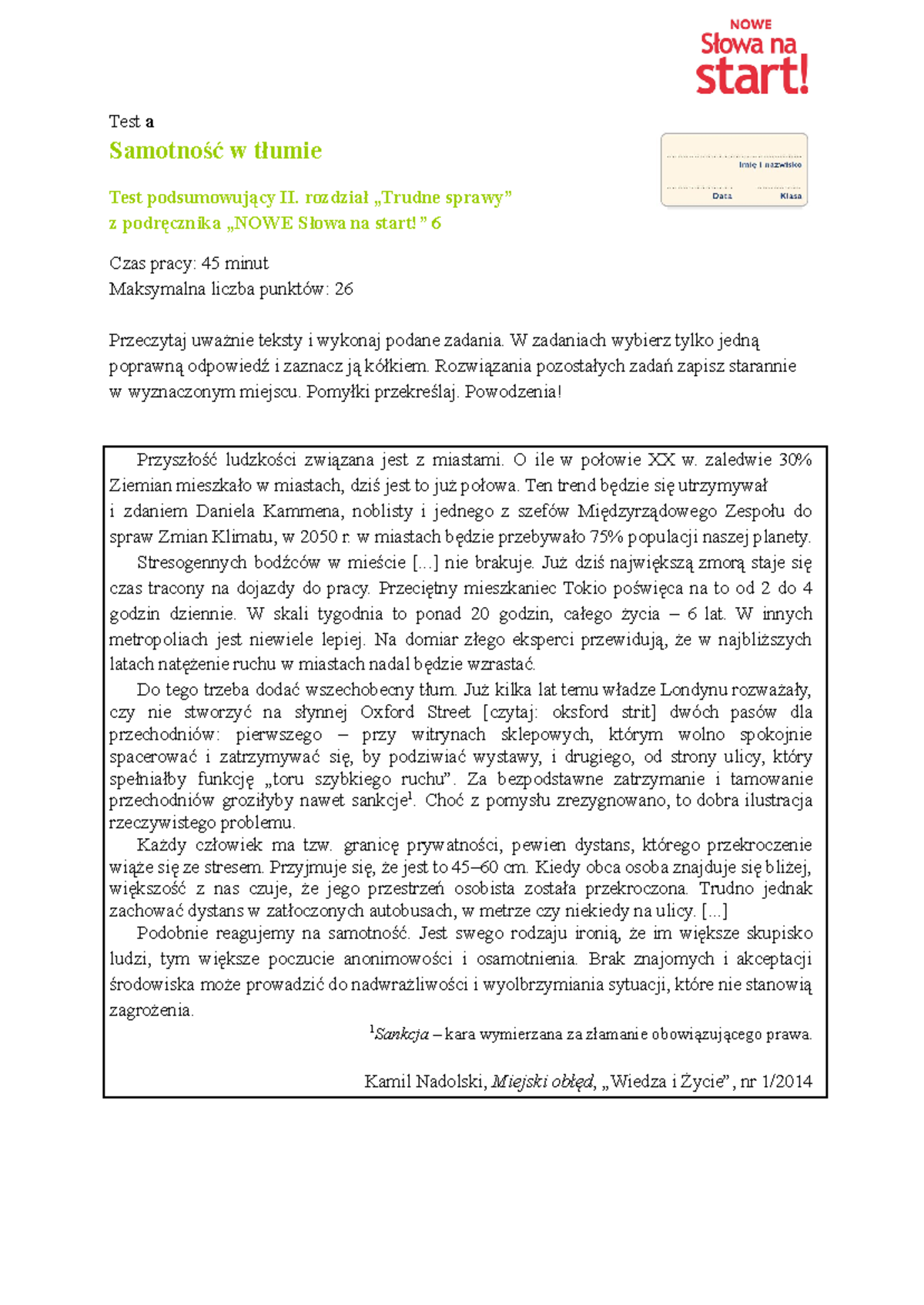 Z Historią Na Ty Test Podsumowujący Rozdział 1 www.studocu.com