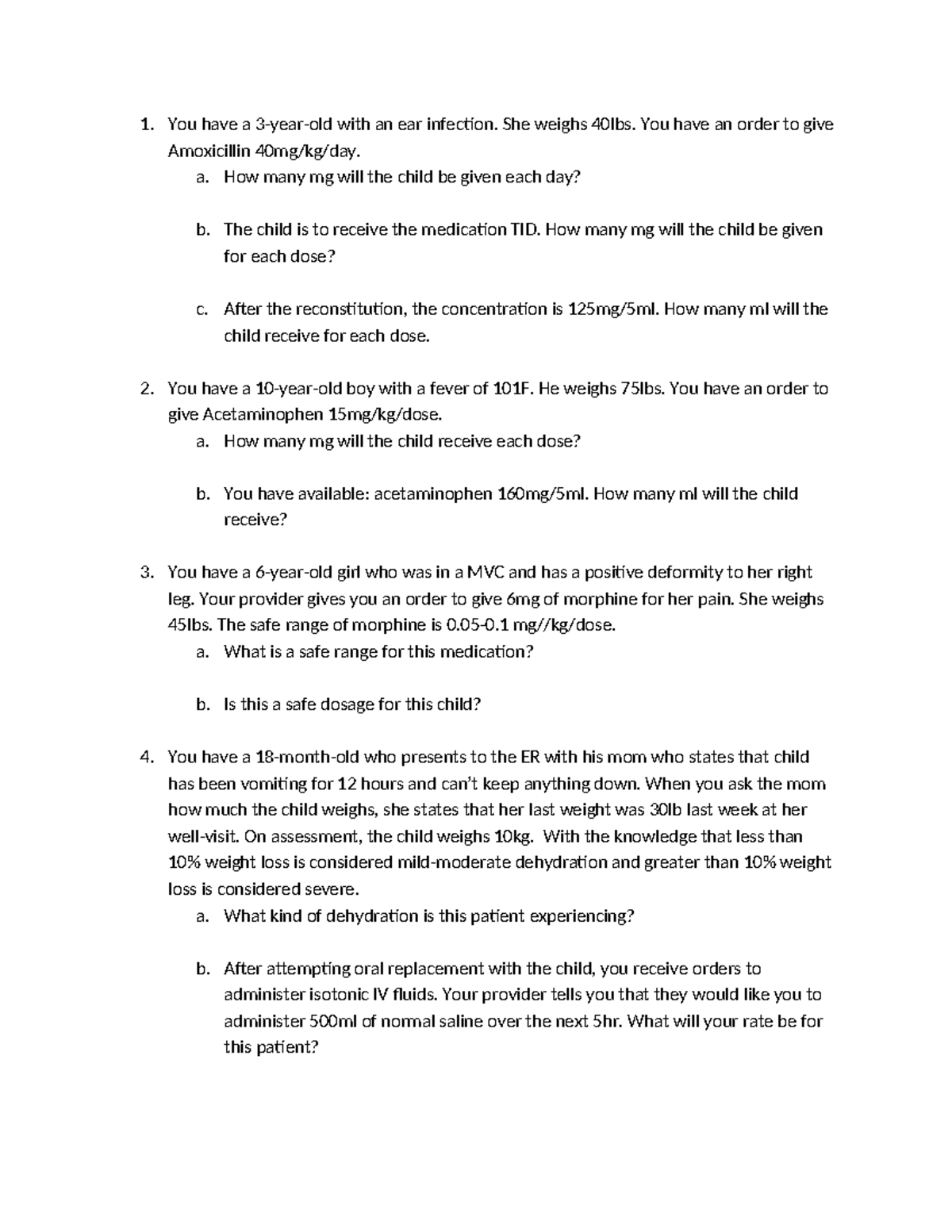 PEDS 101: Pediatric Medication Dosage Calculations Study Guide - Studocu