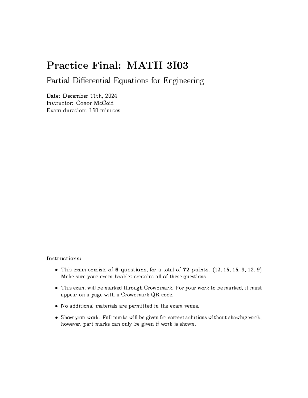 3I03 Practice F Fall2024 solns - Practice Final: MATH 3I Partial ...