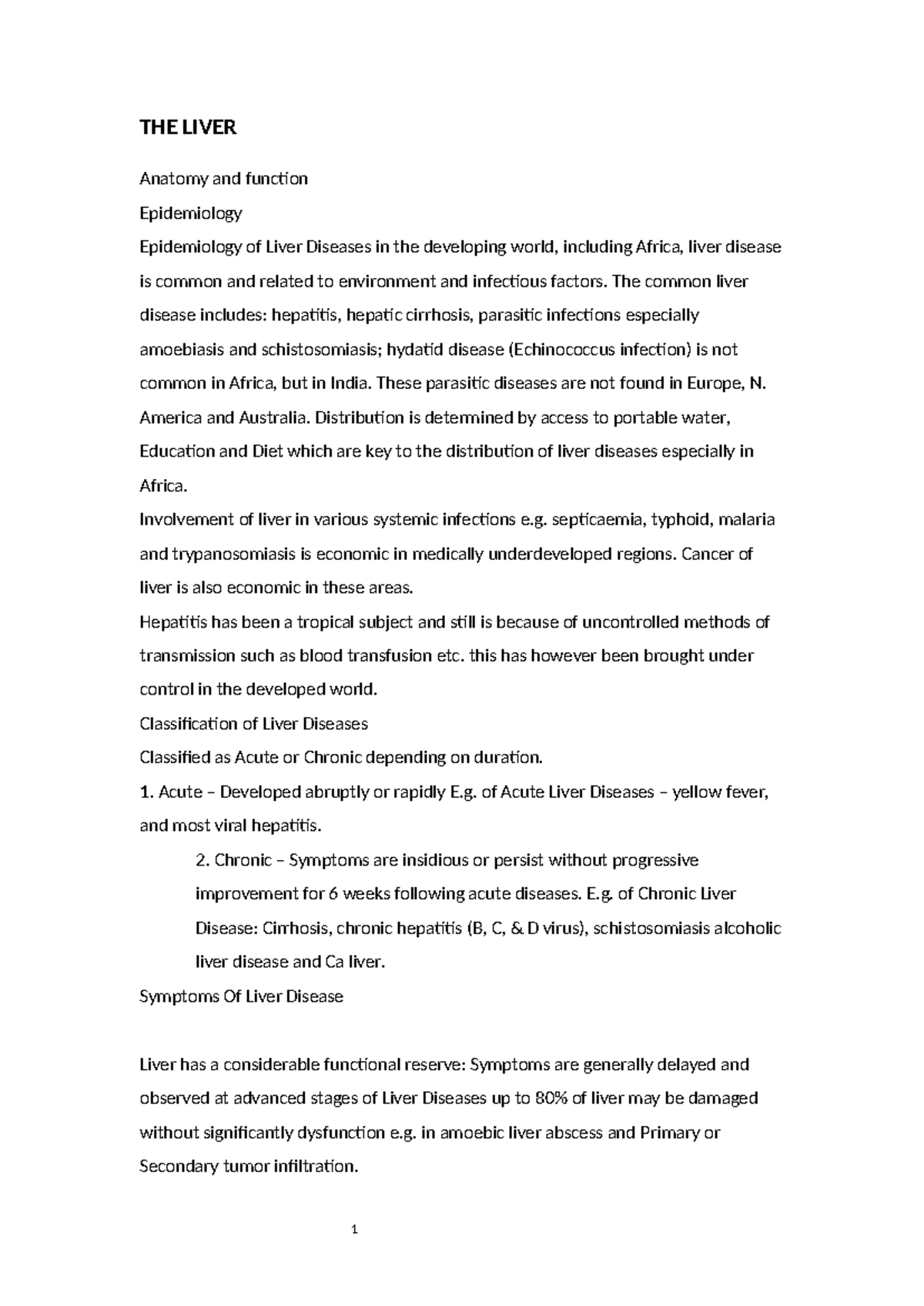 Systemic Pathology: The Liver - Anatomy, Function & Diseases - Studocu