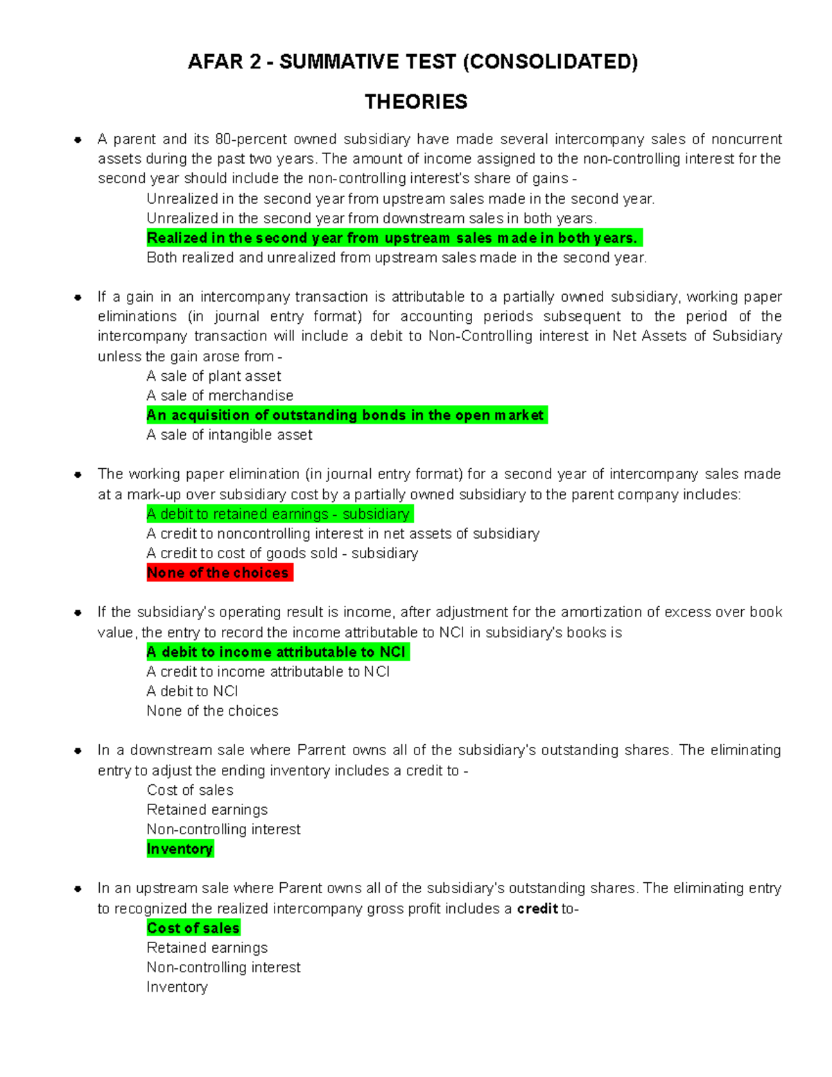 500115487 AFAR 2 Consolidated Summative Test Review - Studocu