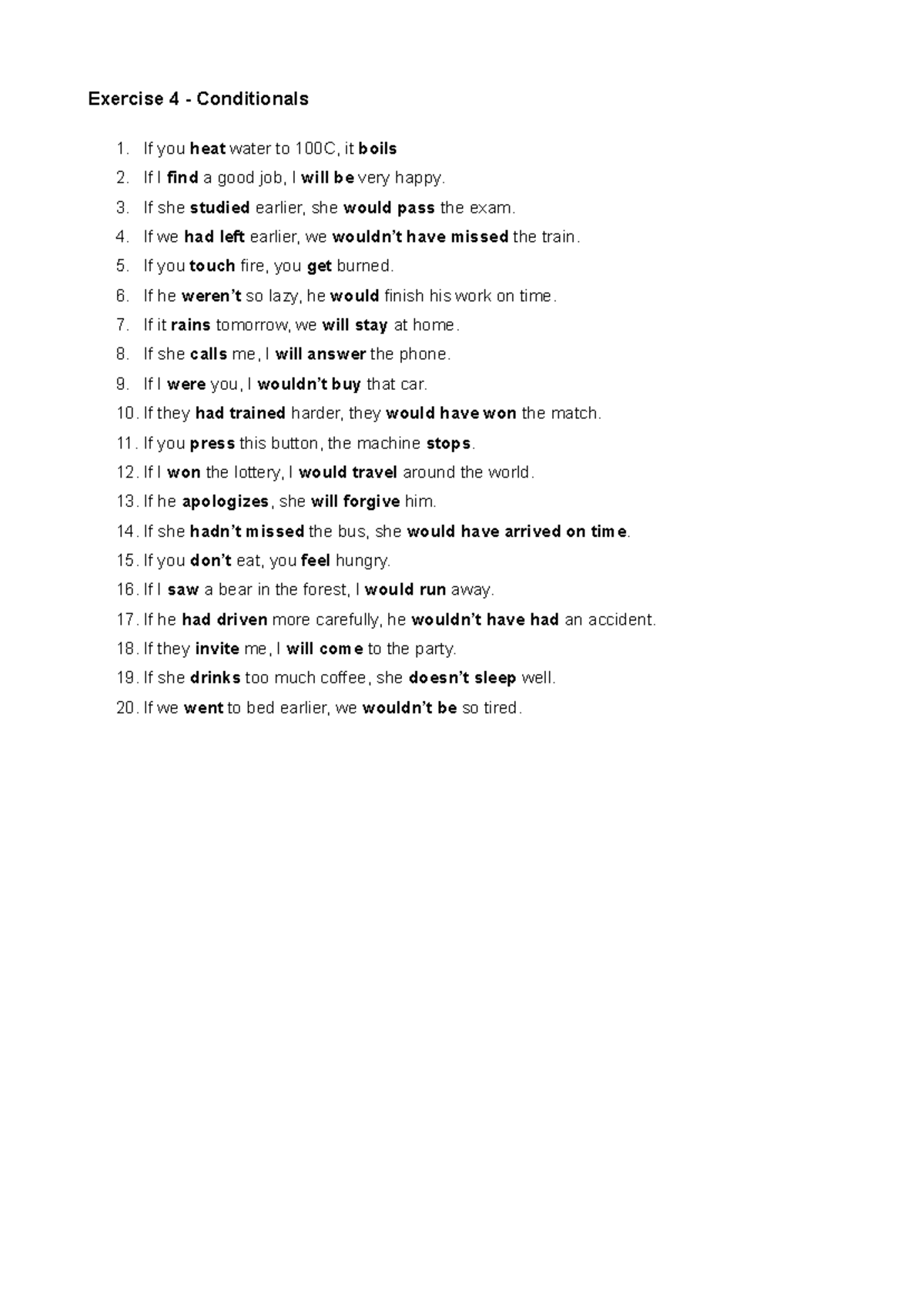 Conditionals and Grammar Exercises - KEYS - 5v-term 3 Hand-out ...