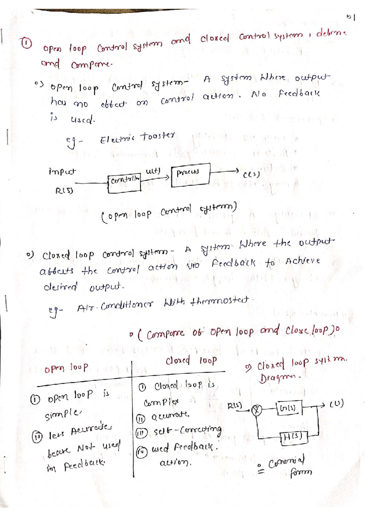 Control System Mid Sem - Open Loop vs Closed Loop Analysis - Studocu